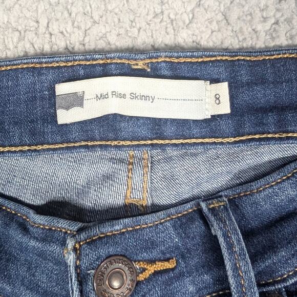 Levis Skinny Jeans Womens Size 8 Boot Mid Rise Dark Wash Blue Denim 27x27 - Picture 6 of 8